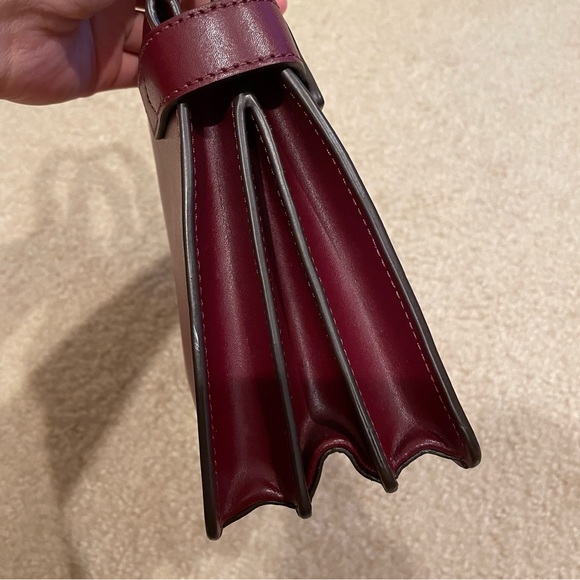 Michael Kors Tatiana Deep Fuchsia Silver Trim Leather Top Handles Mini Satchel - Picture 4 of 7